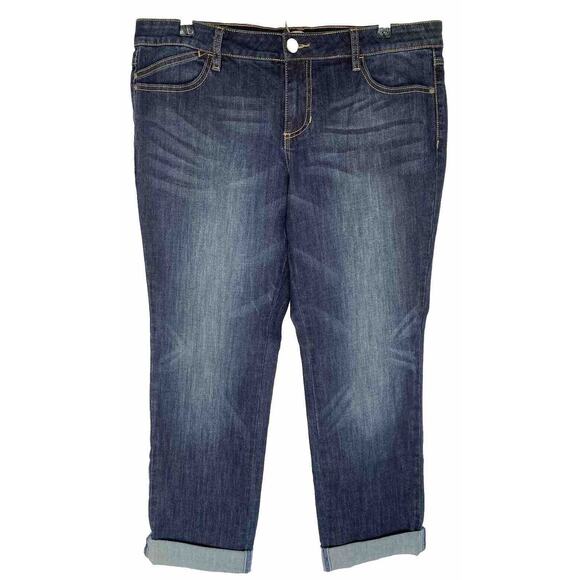 New Route 66 Pants Straight Medium Wash Cuffed Capri Jeans Size 15/16 - Picture 1 of 6